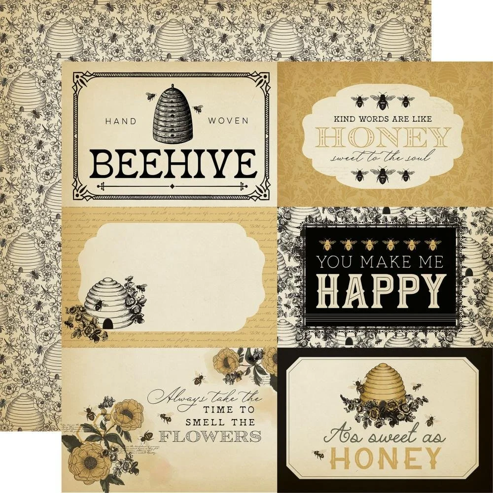 Carta Bella Honey Bee 12" x 12" Paper 6X4 Journaling Cards