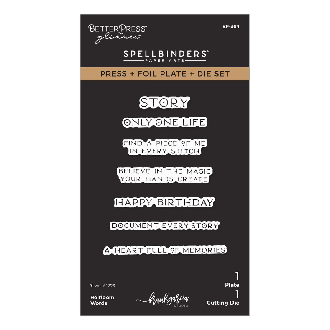 Spellbinders Buttons & Keepsakes by Frank Garcia® Heirloom Words Press + Foil Plate & Die Set