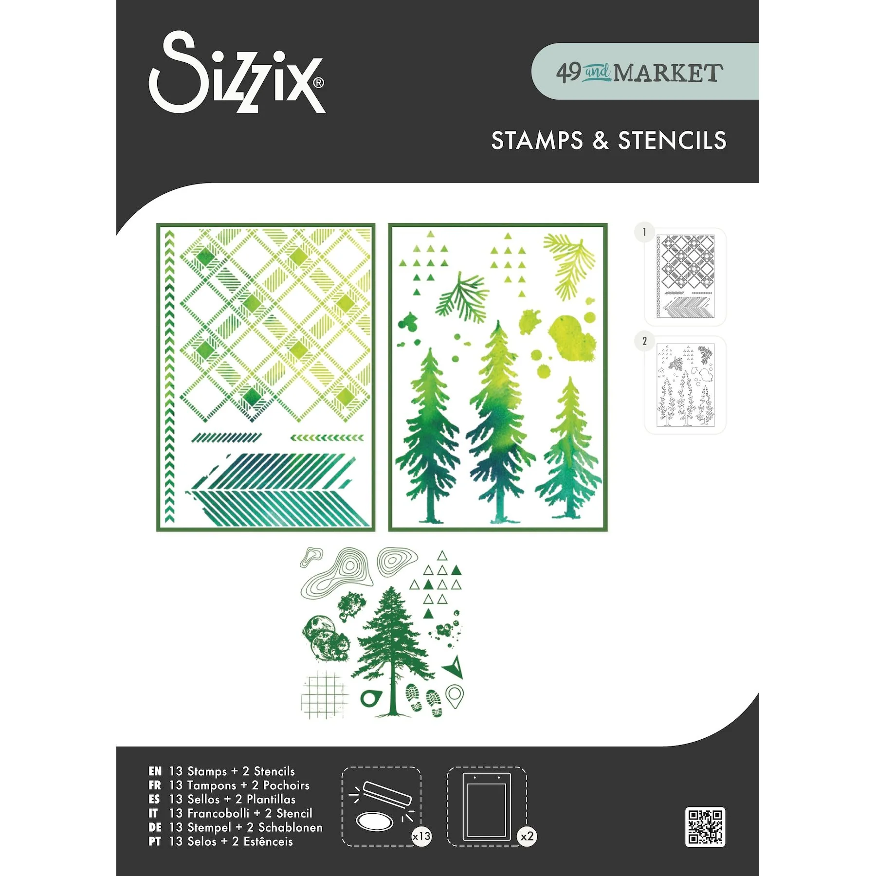 Sizzix and 49 and Market Outdoor Essentials Clear Stamps and Stencils