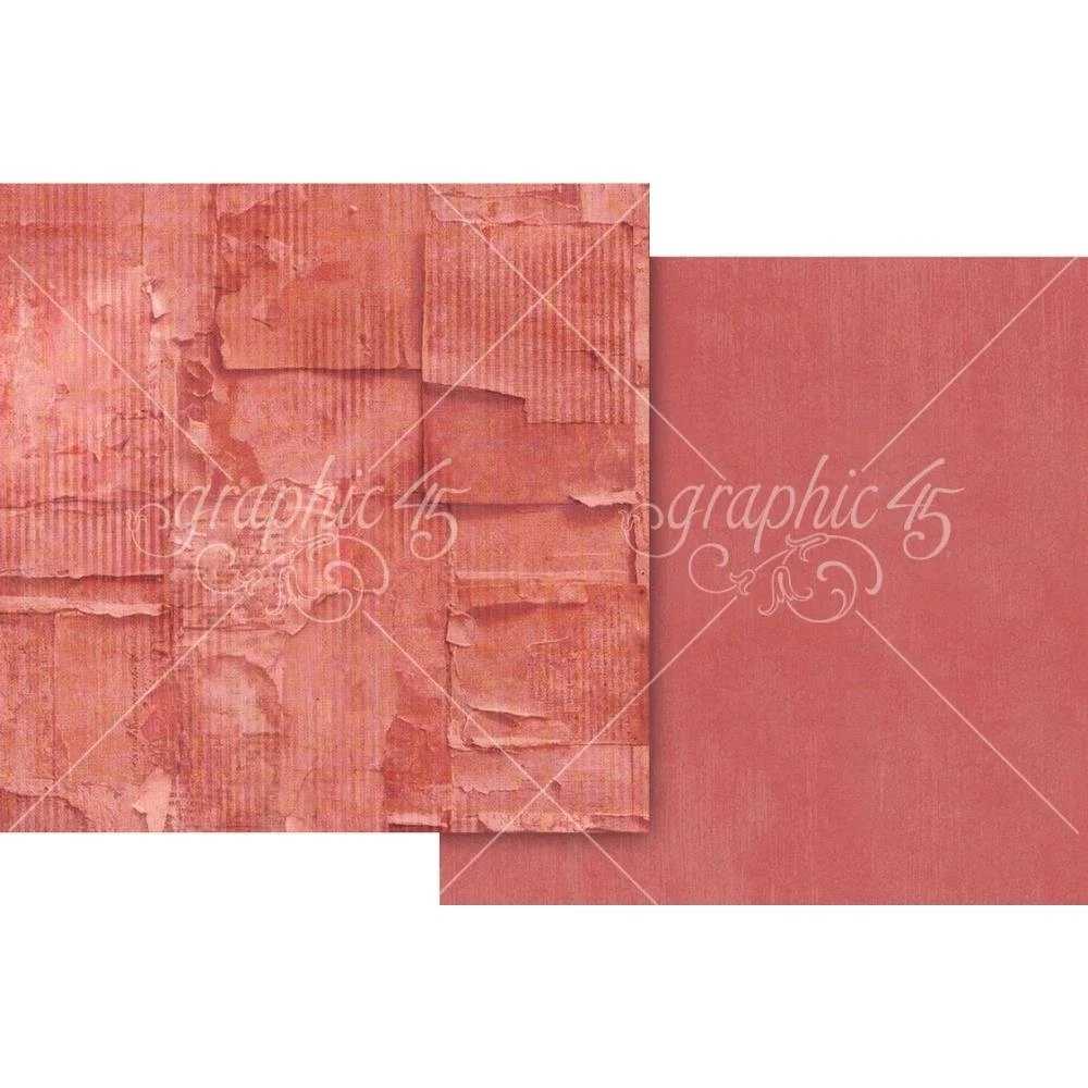 Graphic 45 Journaling Through Time 12" x 12" Paper Flamingo Pink Pattern