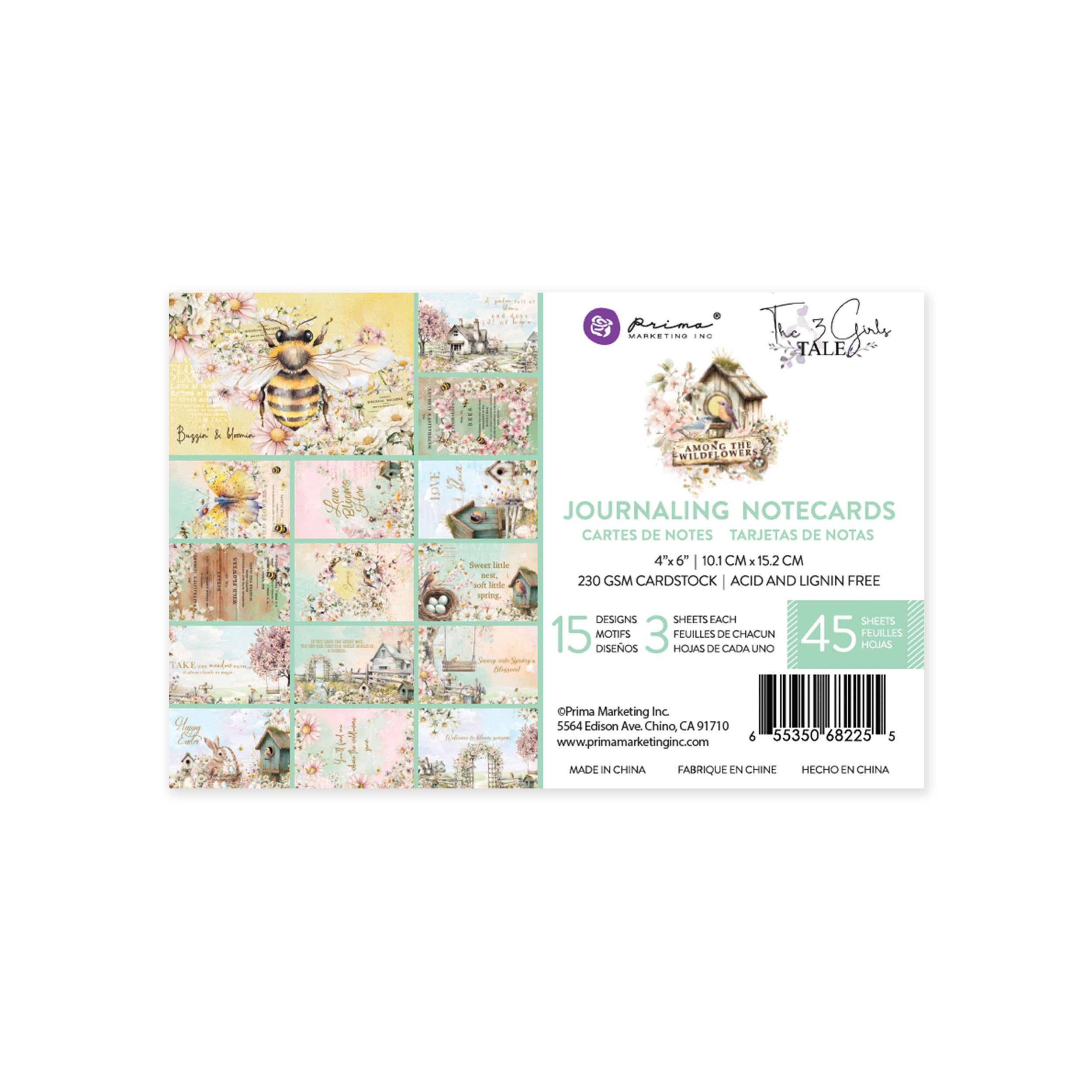 Prima Among the Wildflowers Collection 4x6 Journaling Cards