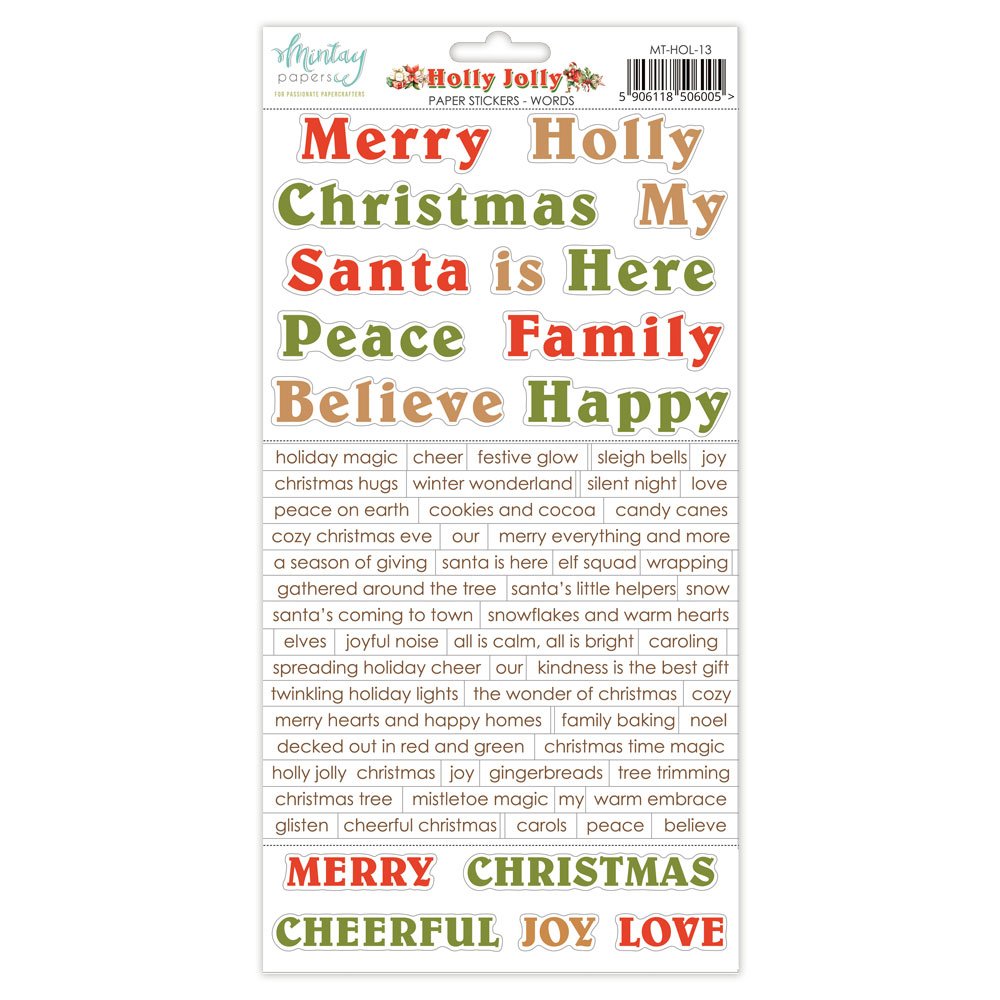 Mintay Holly Jolly 6" x 12" Word Stickers