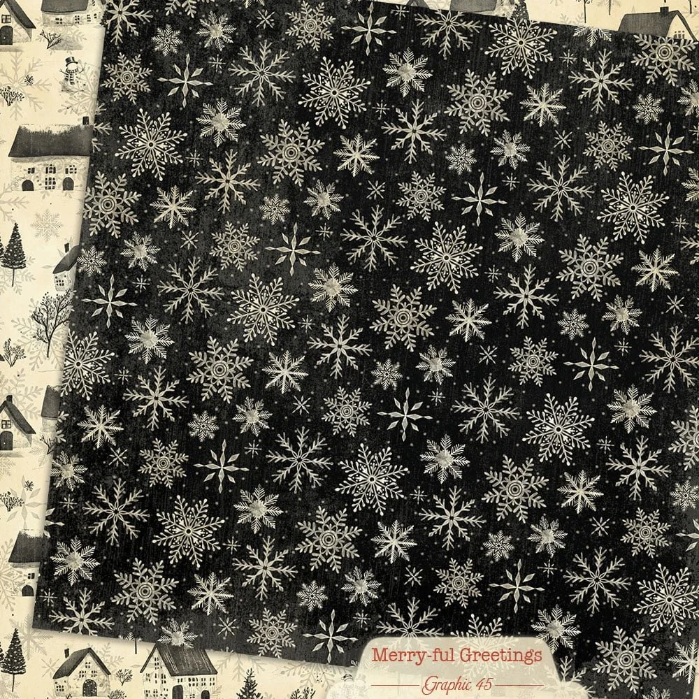*Pre-Order* Graphic 45 Merry-ful Greetings 12" x 12" Paper Winter Snowflakes