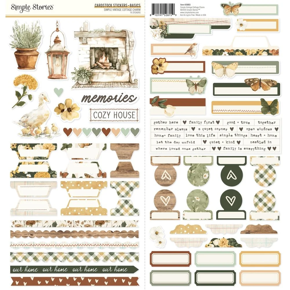 *Pre-Order* Simple Stories Cottage Charm Basics Cardstock Stickers
