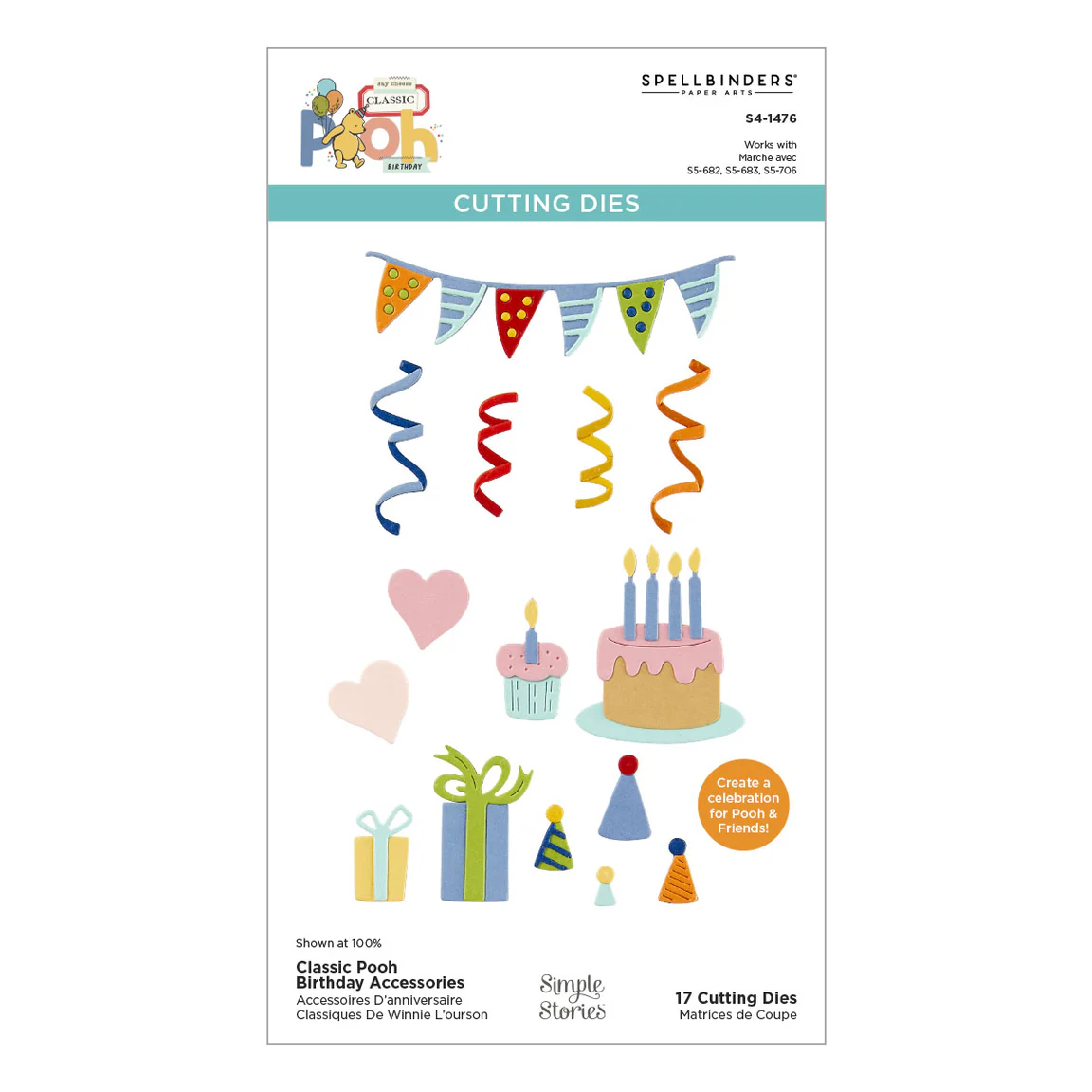 Spellbinders Classic Pooh Birthday Accessories Etched Dies