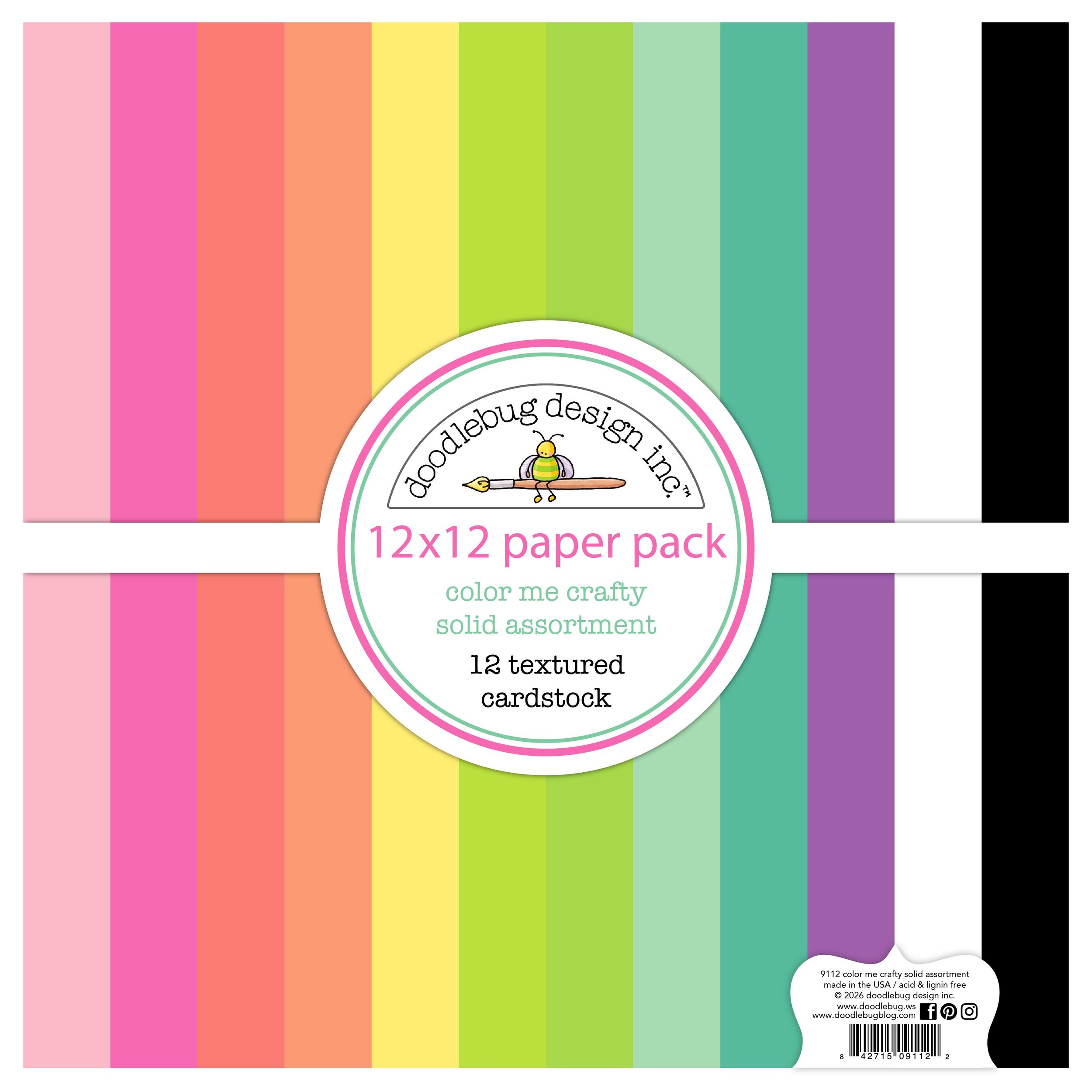 *Pre-Order* Doodlebug Color Me Crafty 12" x 12" Textured Cardstock Pack
