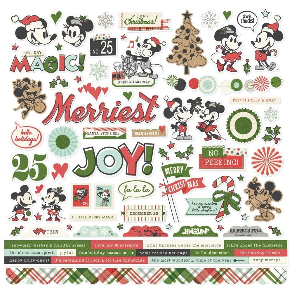 Simple Stories Say Cheese Classic Mouse Christmas 12" x 12" Element Stickers