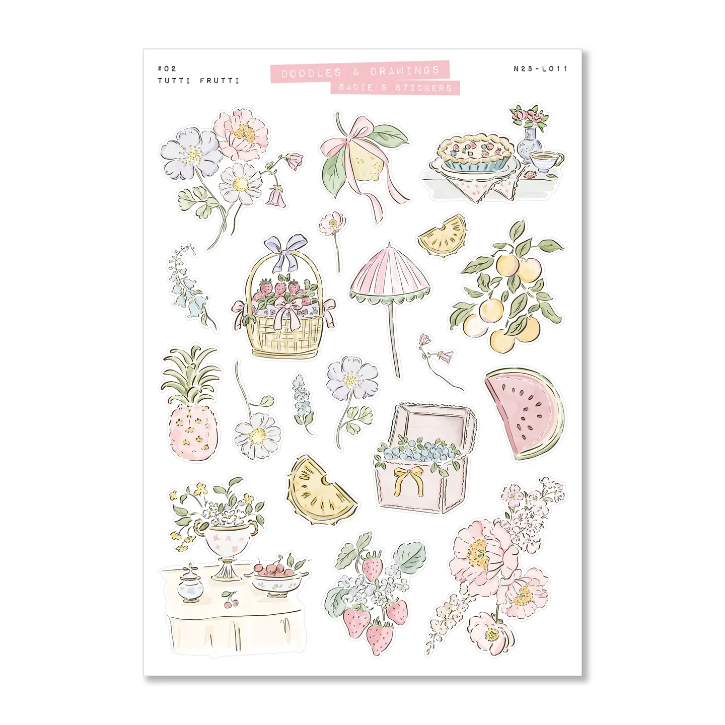 Tutti Frutti • Doodles & Drawings Deco Sticker Sheet