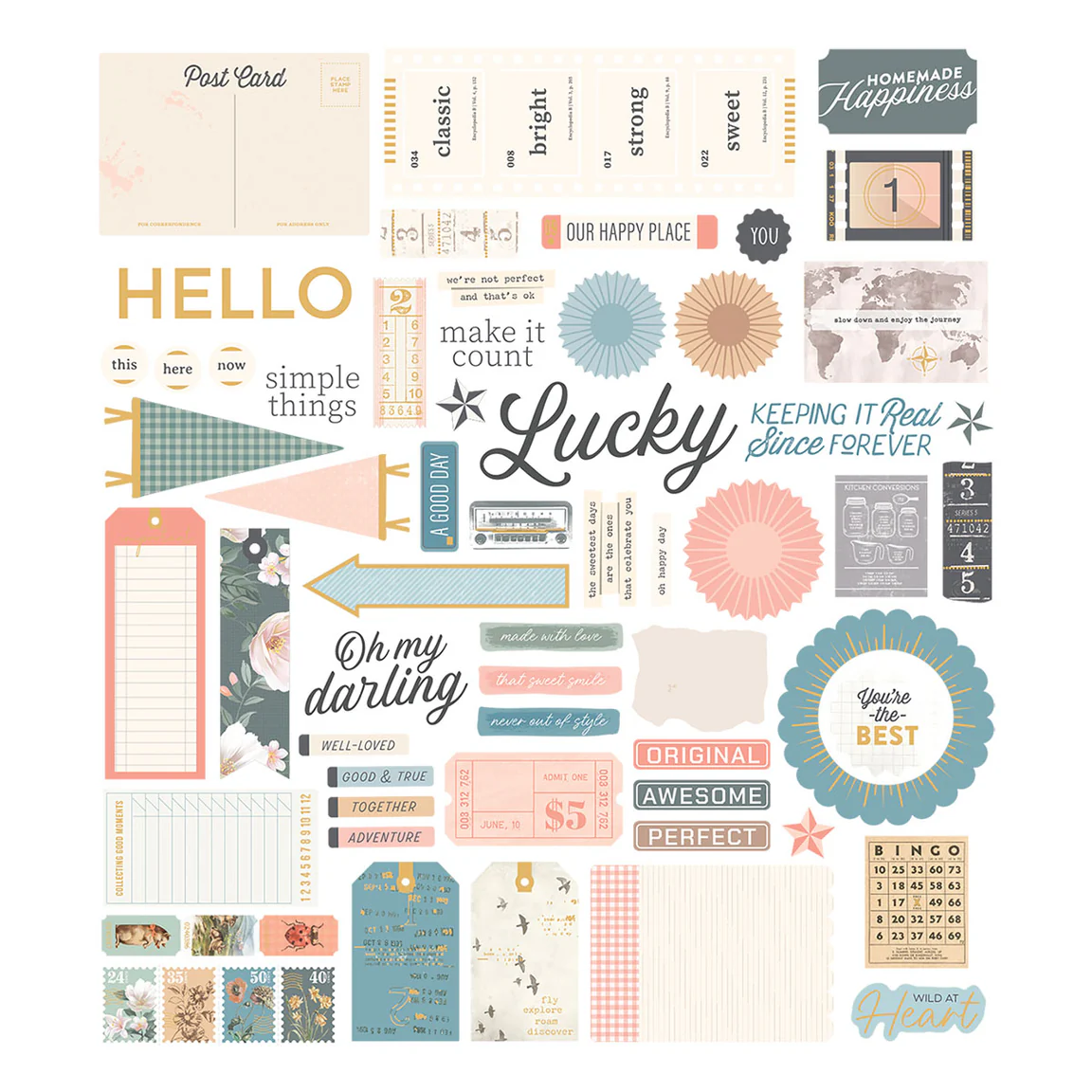 Rosie's Studio Clementine Diecut Cardstock Sentiments