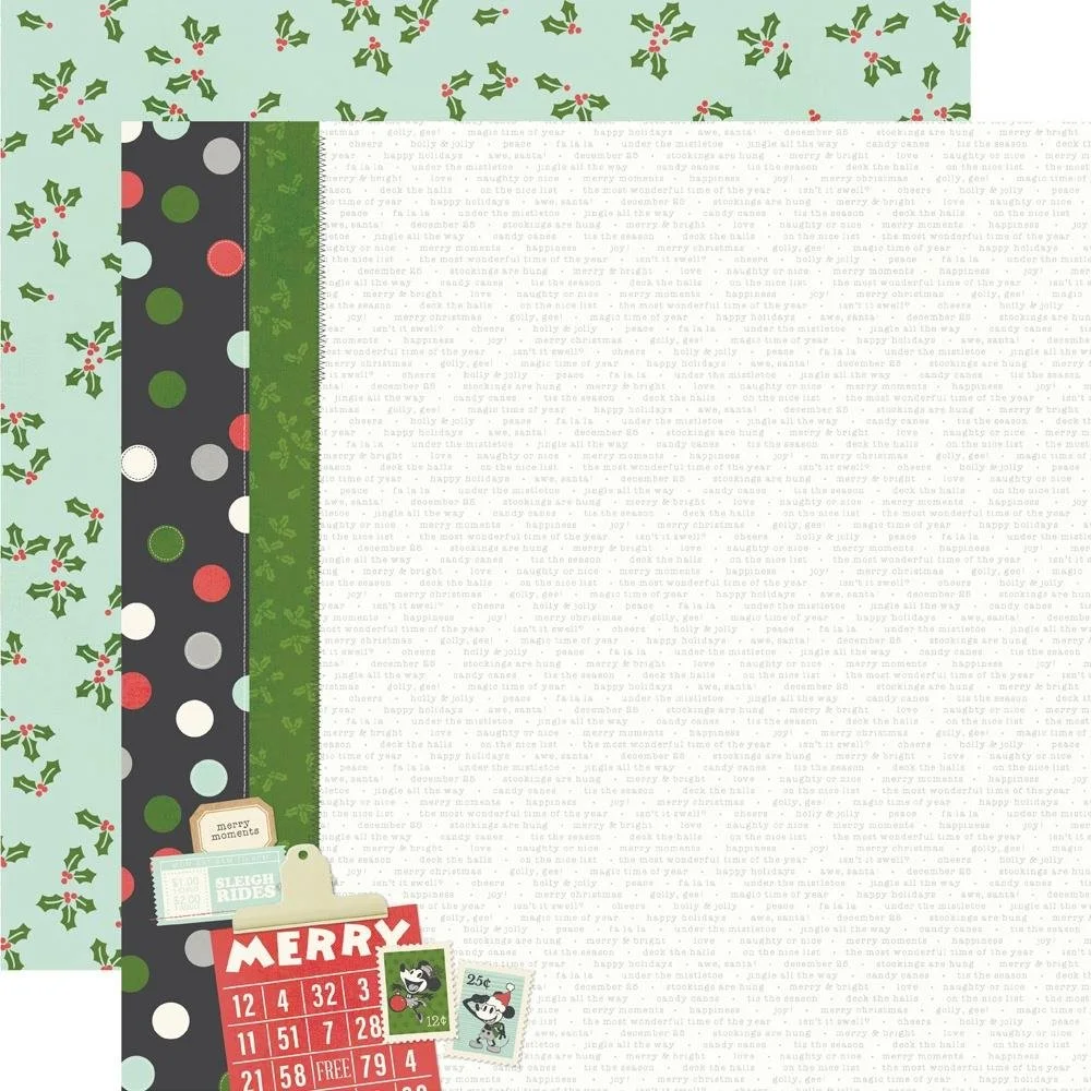 Simple Stories Say Cheese Classic Mouse Christmas 12" x 12" Paper Merry Magic