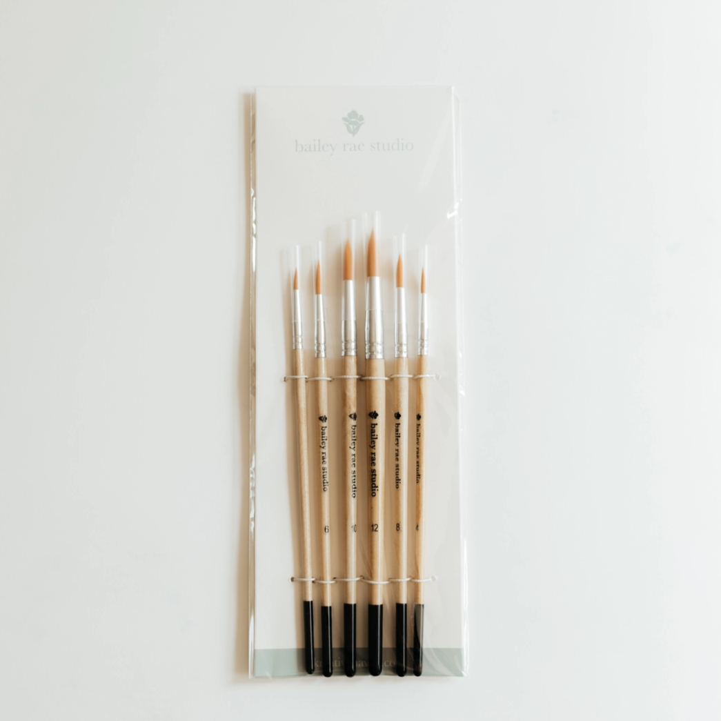 Bailey Rae Studio Round Tip Watercolor Brush Set 6 Piece