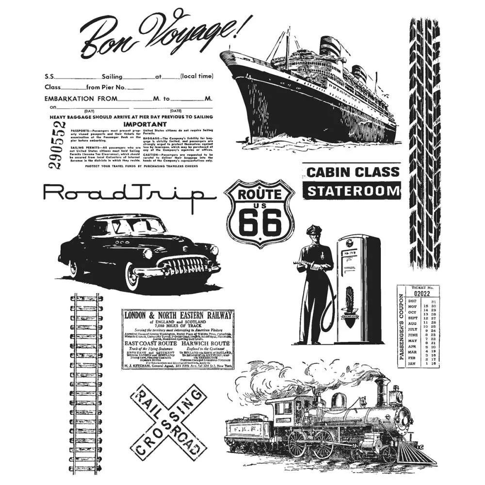 Tim Holtz Cling Stamps Travel Ways