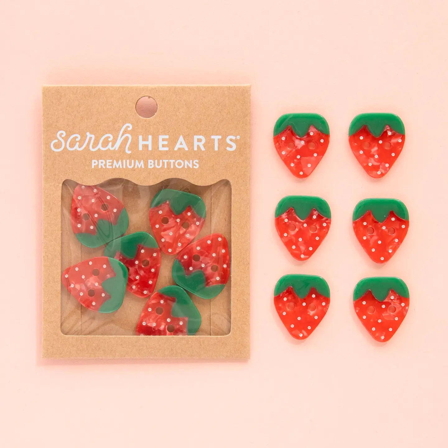 Sarah Hearts Strawberry Large 1" Buttons