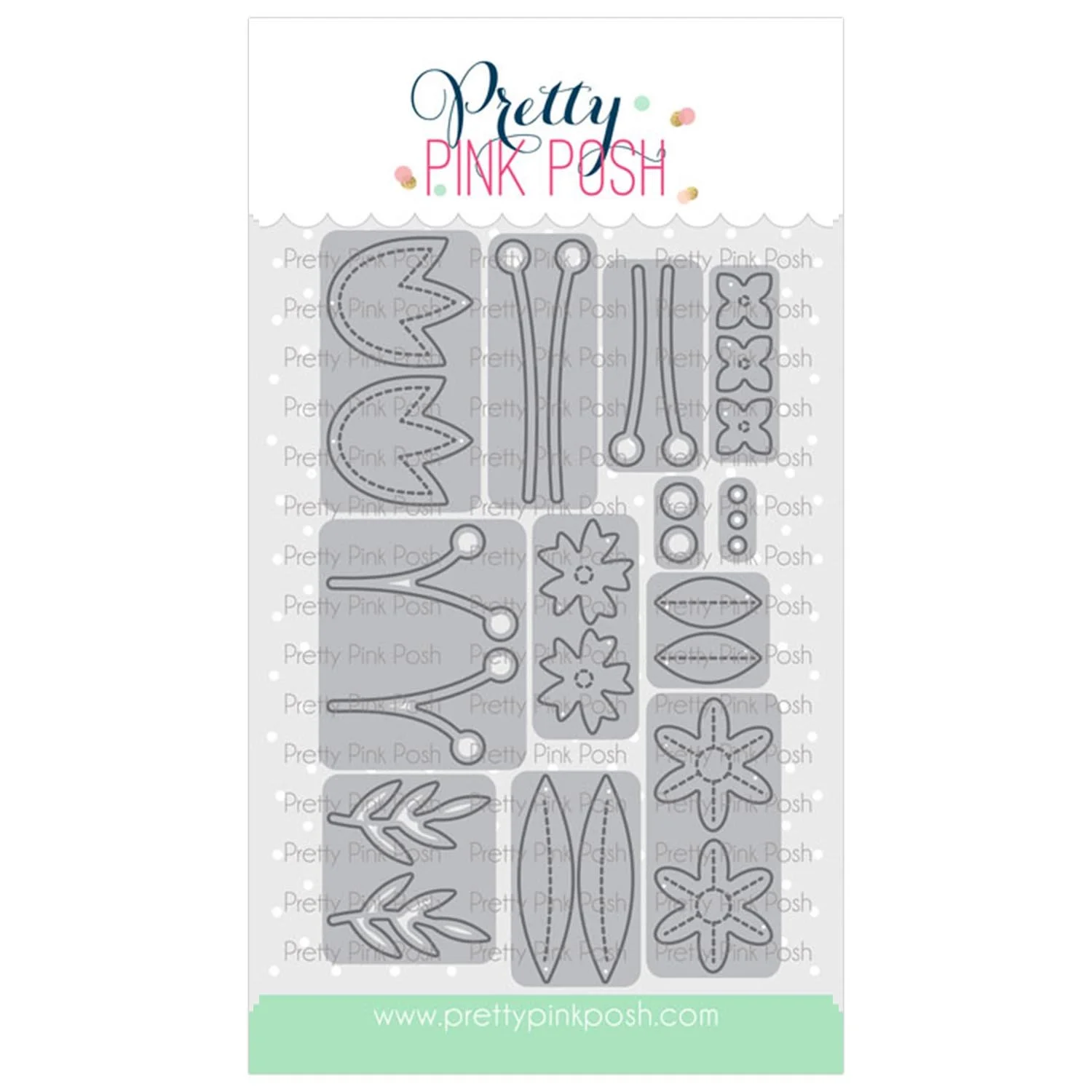 Pretty Pink Posh Stitched Spring Flowers Die Set