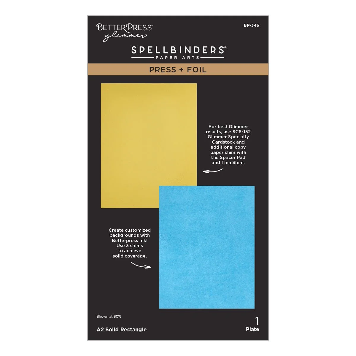Spellbinders Betterpress Glimmer A2 Solid Rectangle Press + Foil Plate
