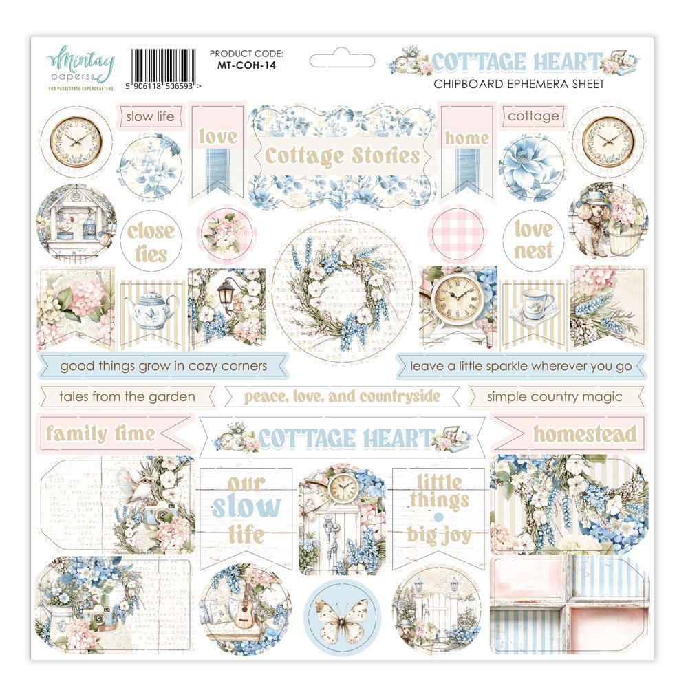 Mintay Cottage Heart Chipboard Ephemera Sheet