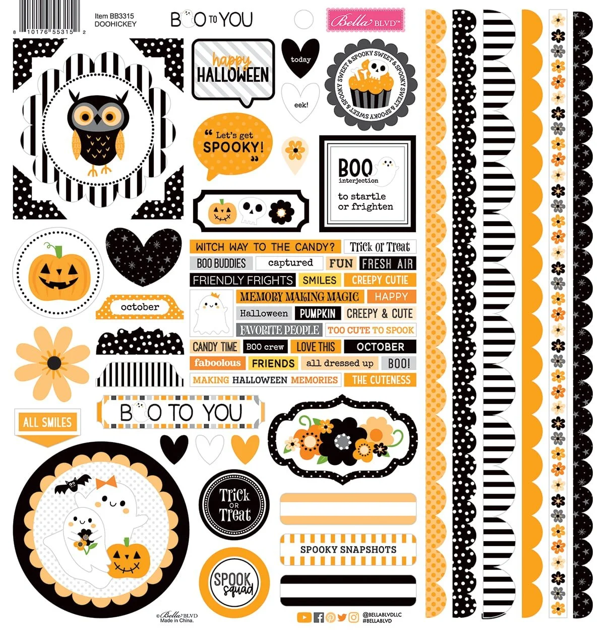 *Pre-Order* Bella Blvd. Boo To You 12" x 12" Doohickey Stickers