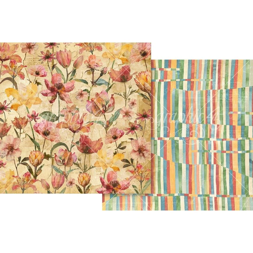 Graphic 45 Journaling Through Time 12" x 12" Paper Wildflowers