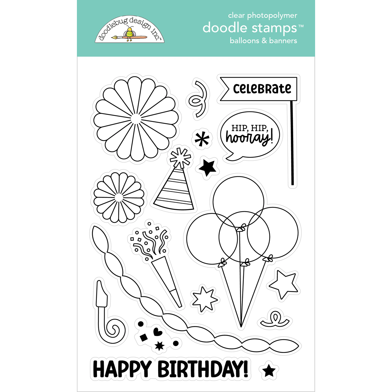 *Pre-Order* Doodlebug Balloons & Banners Doodle Stamps