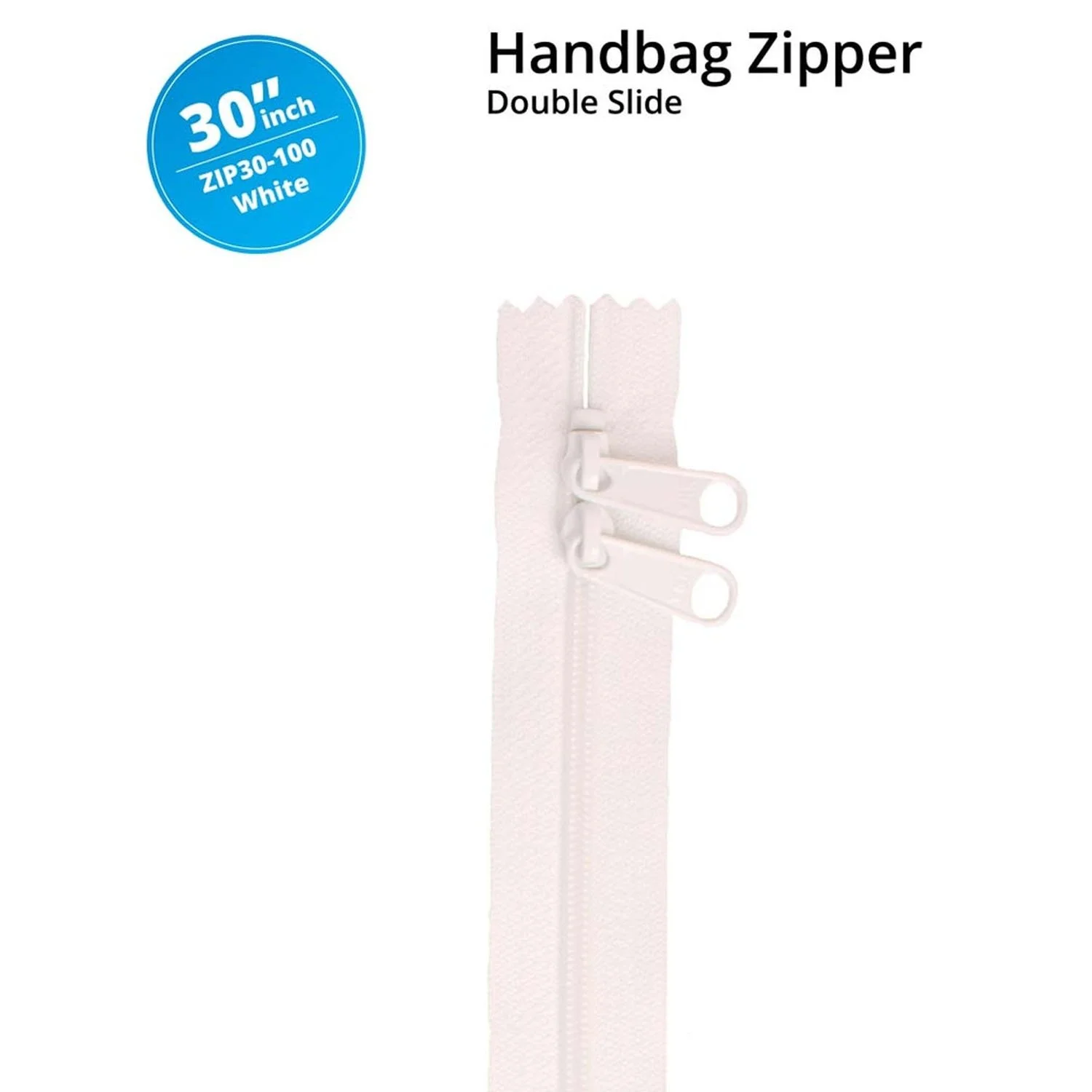 By Annie 30" Handbag Zippers - Double-slide White