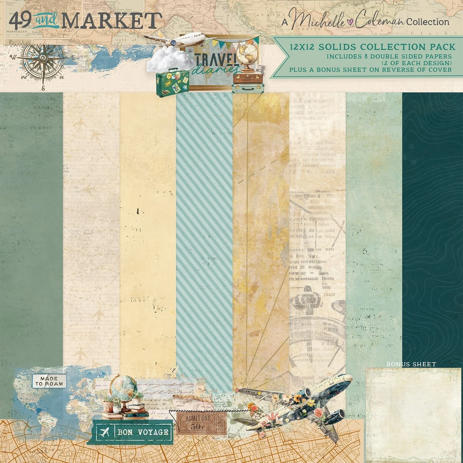49 & Market Travel Diaries 12" x 12"  Solids Collection Pack