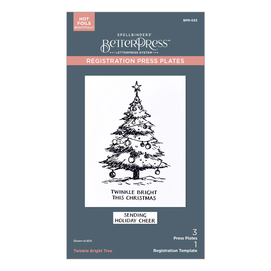 Spellbinders Twinkle Bright Tree Registration BetterPress Plate