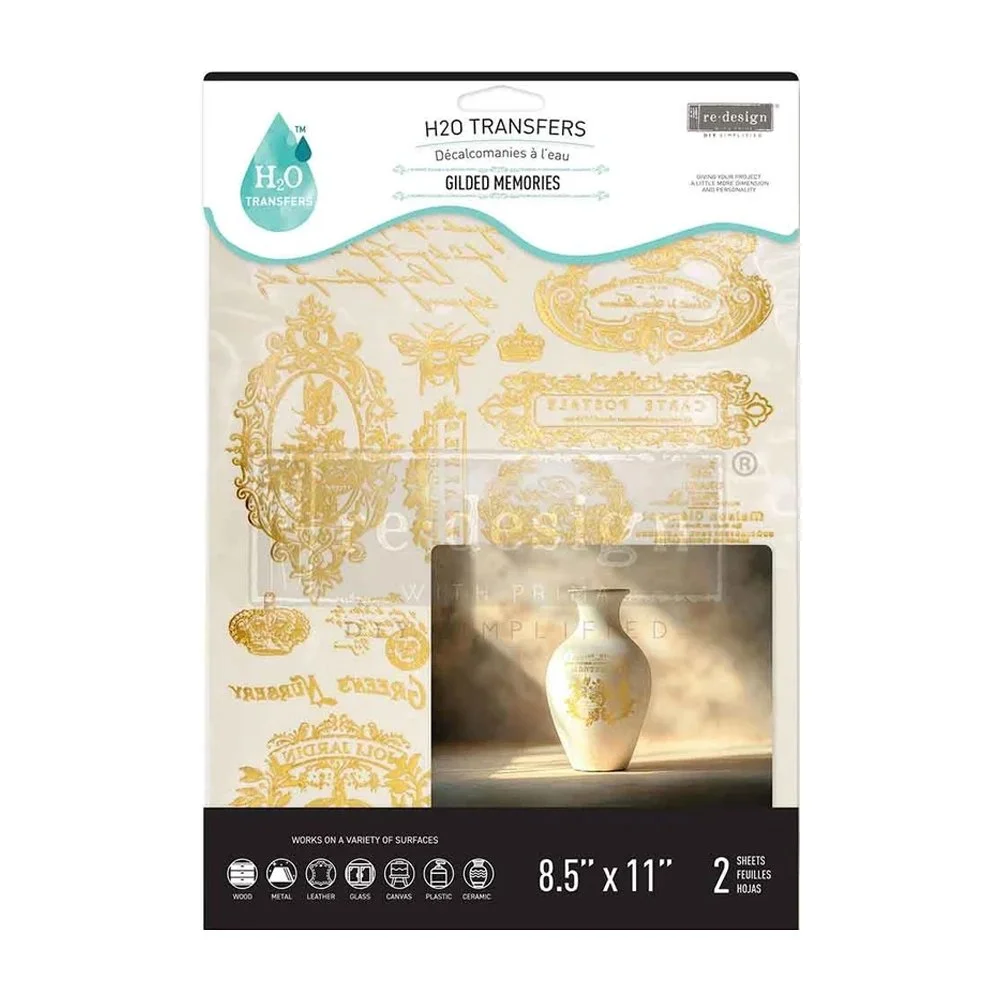 Redesign With Prima H2O Transfer Gold Gilded Memories