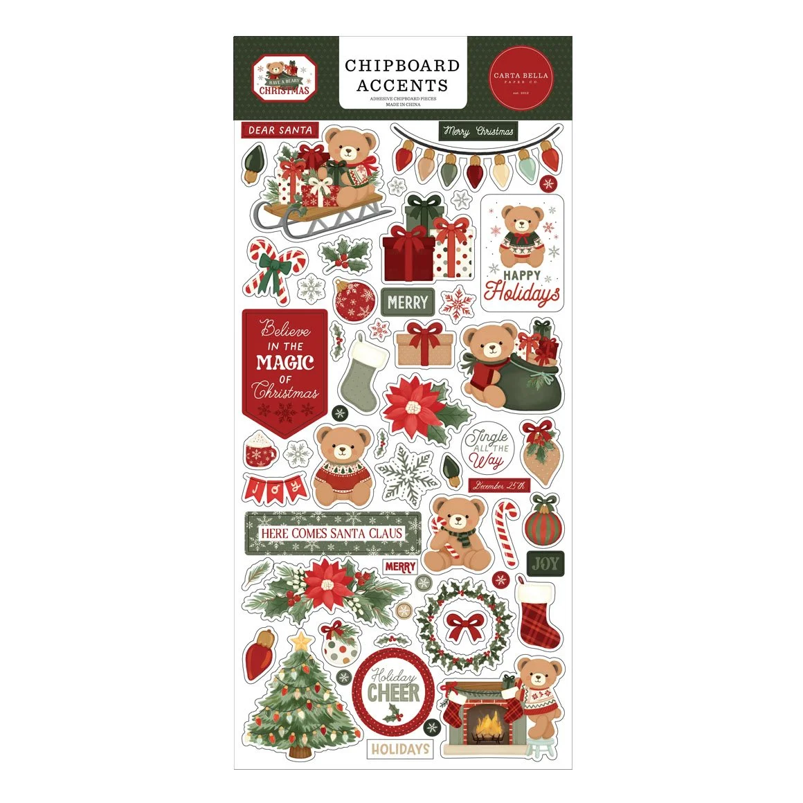 *Pre-Order* Carta Bella Have A Beary Christmas Chipboard Accents