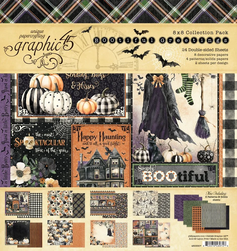 Graphic 45 Bootiful Greetings 8" x 8" Paper Pad