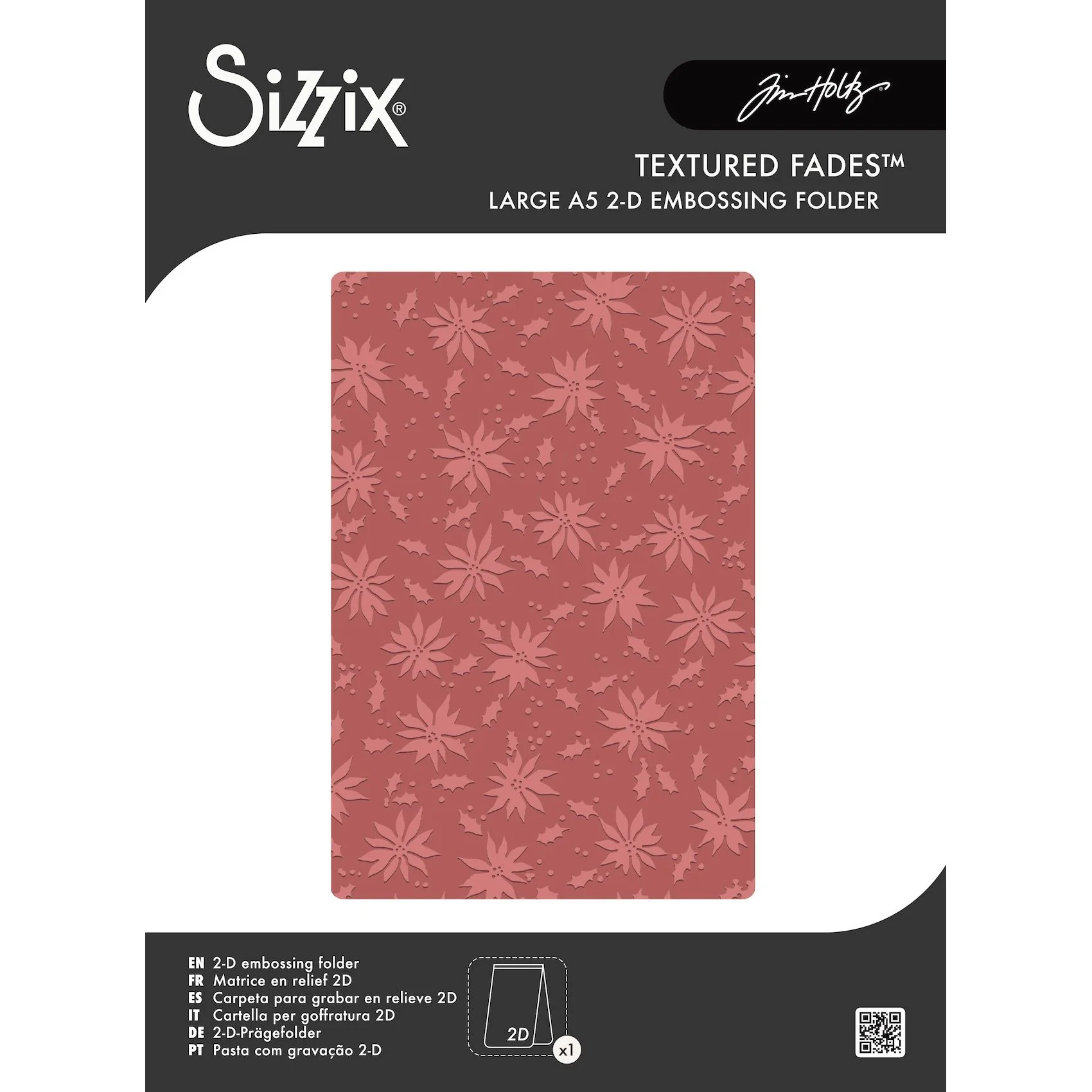 *Pre-Order* Tim Holtz Sizzix Vault Holly Poinsettia Large A5 Embossing Folder