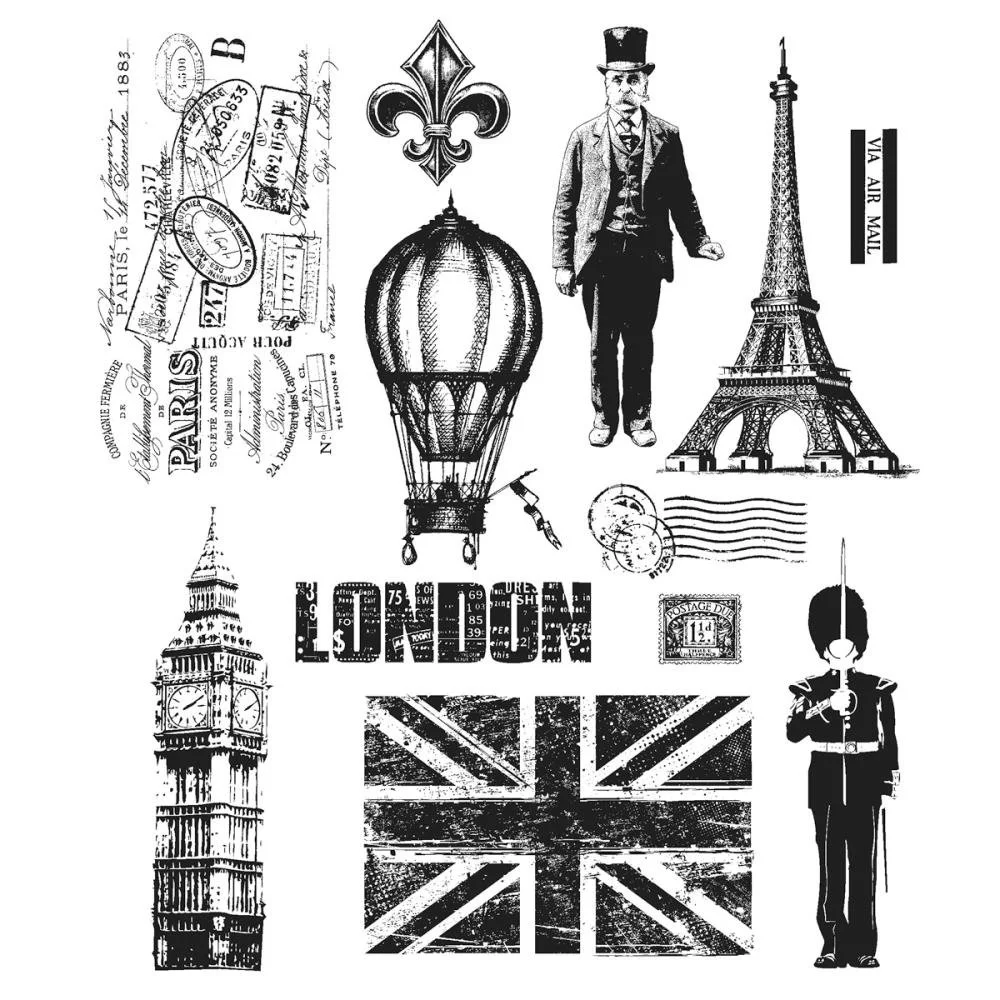 Tim Holtz Cling Stamps Paris To London