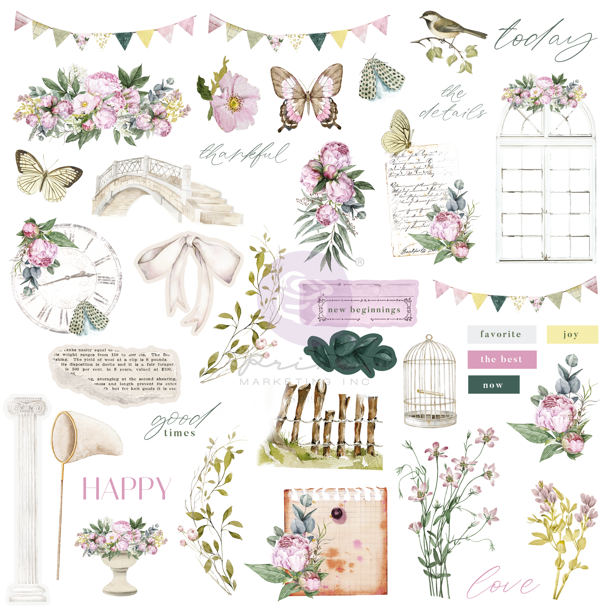 Prima Serene Petals Ephemera Vintage Flutter