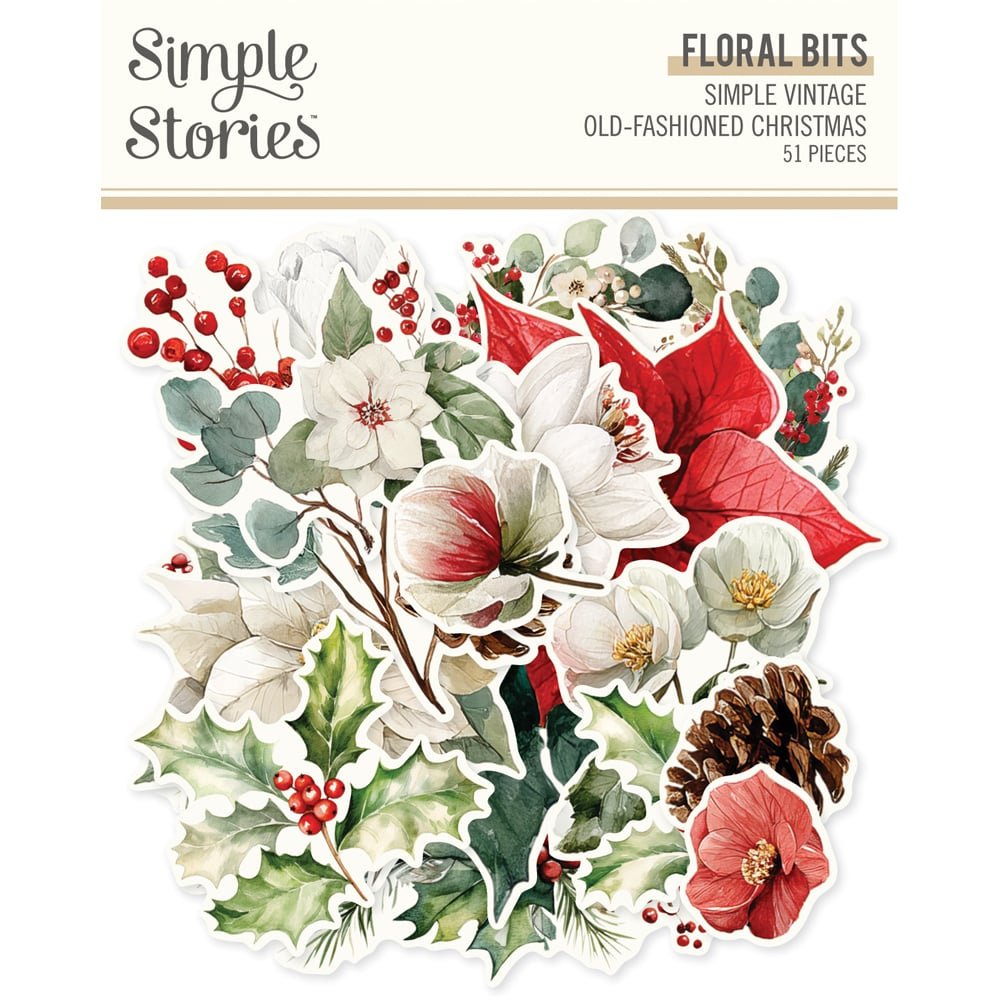 *Pre-Order* Simple Stories Simple Vintage Old Fashioned Christmas Floral Bits & Pieces