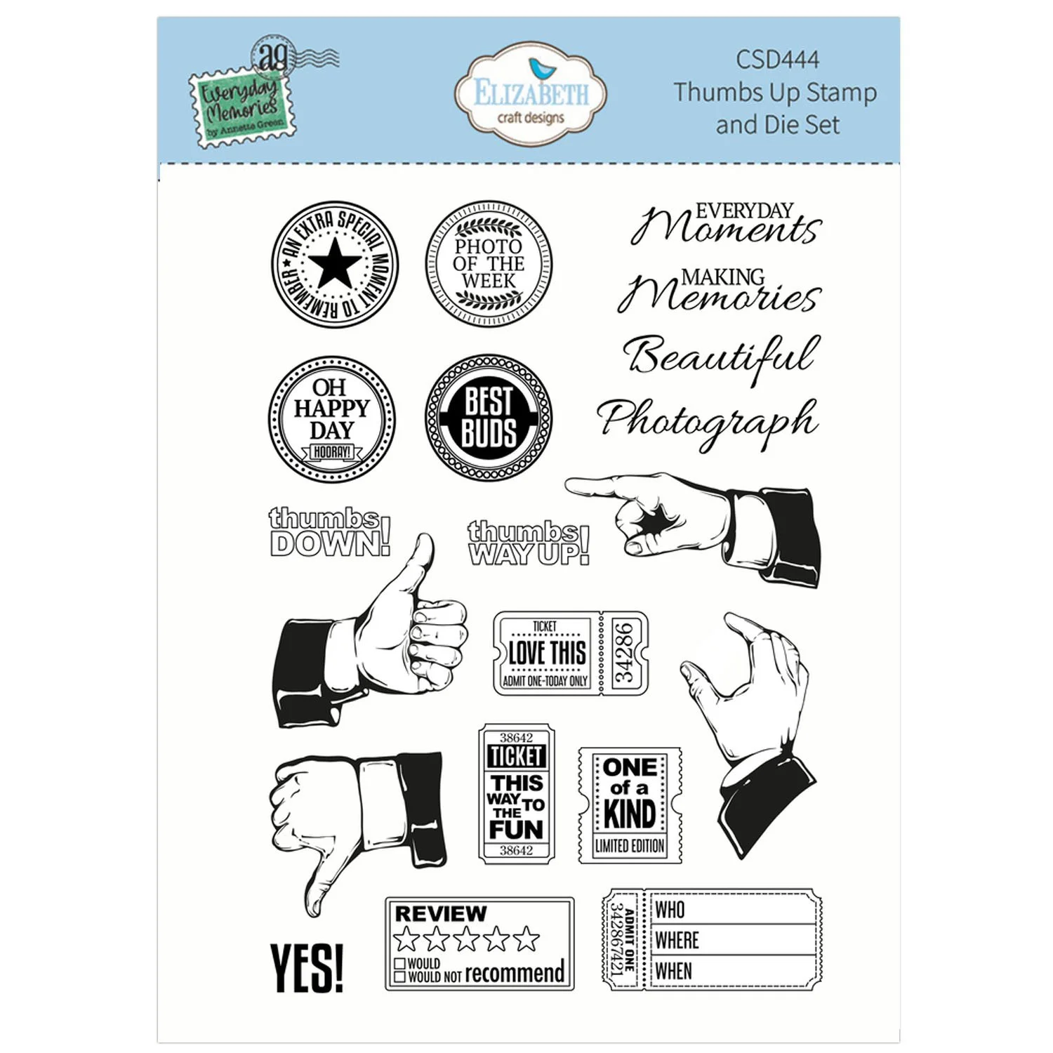 Elizabeth Crafts Designs Stamps Thumbs Up