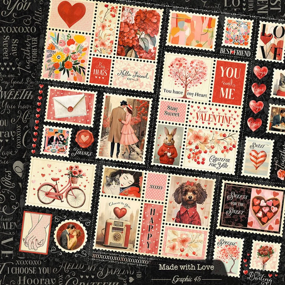 *Pre-Order* Graphic 45 Made With Love 12" x 12" Paper Stamps Cut-Apart