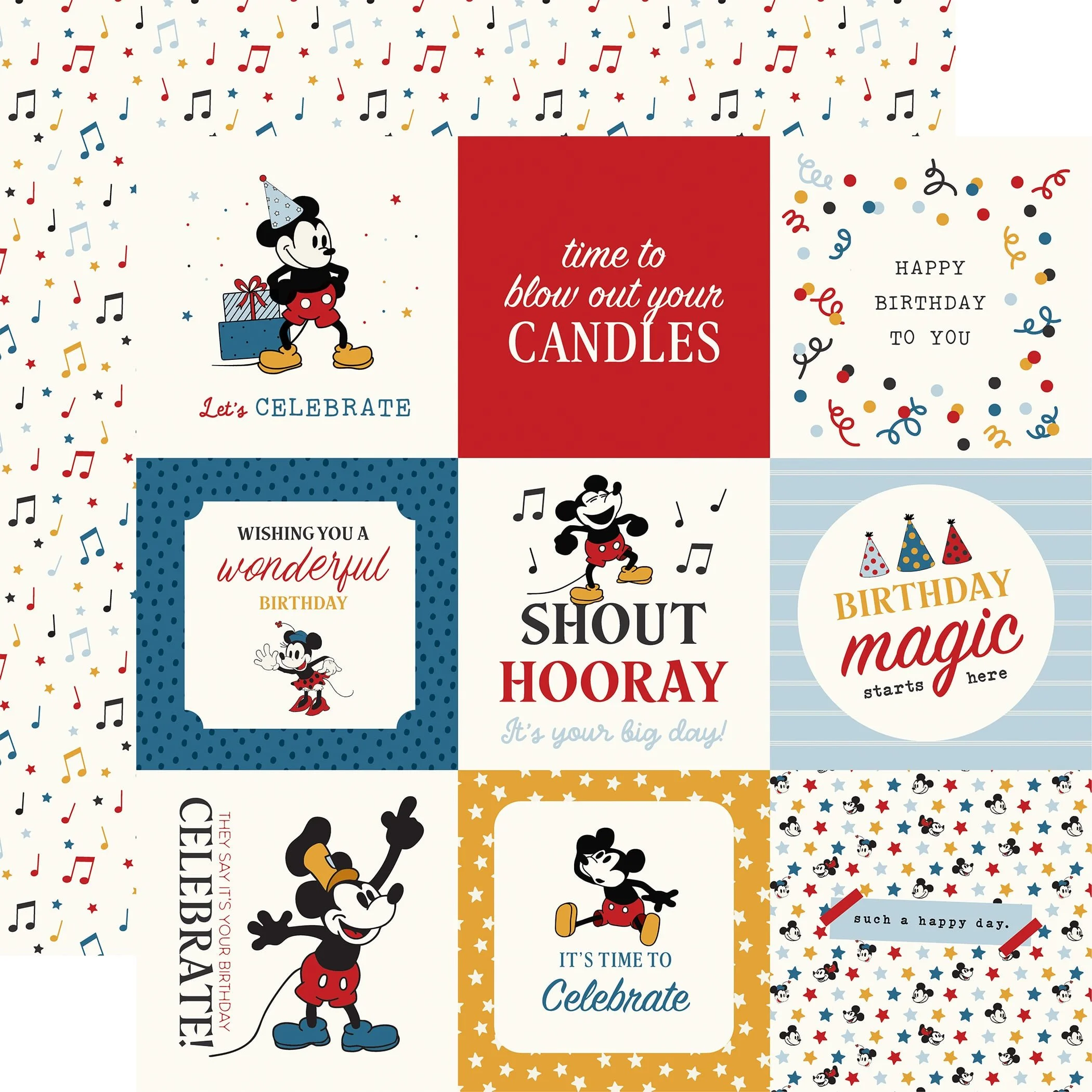 *Pre-Order* Echo Park Mouse & Me Birthday 12" x 12" Paper 4" x 4" Journaling Cards