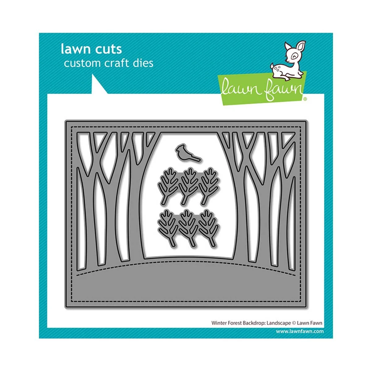 Lawn Fawn Lawn Cuts winter forest backdrop: landscape