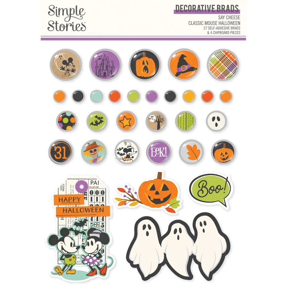 *Pre-Order* Simple Stories Say Cheese Classic Mouse Halloween Decorative Brads