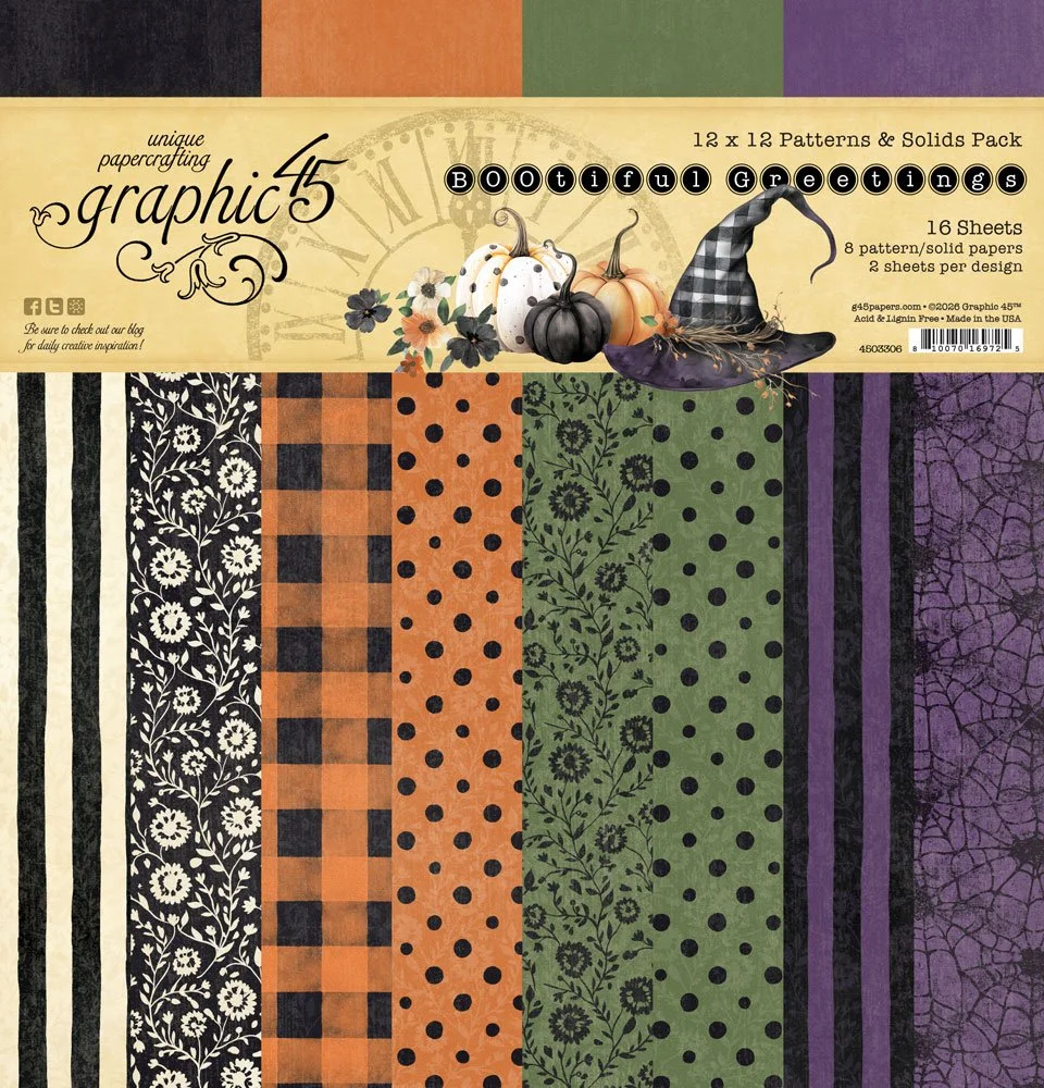 Graphic 45 Bootiful Greetings 12" x 12" Patterns & Solids