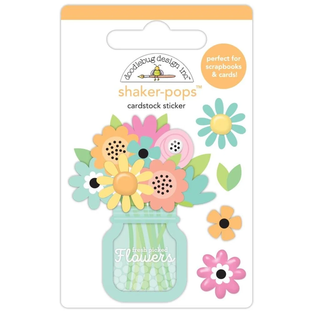 Doodlebug Butterfly Kisses Shakerpop Sticker Spring Bouquet