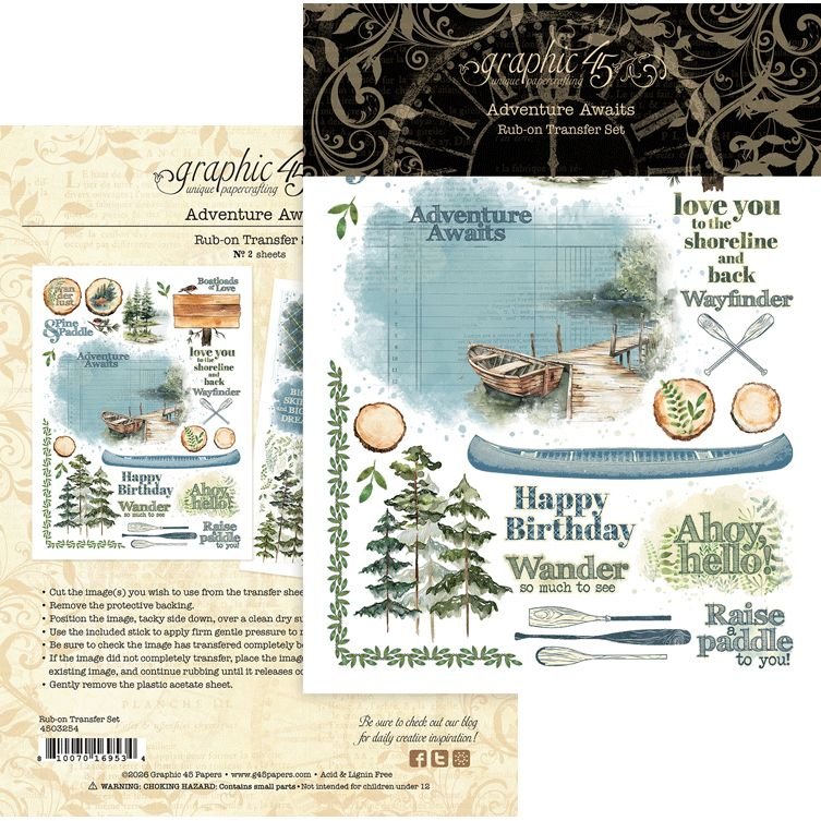*Pre-Order* Graphic 45 Adventure Awaits Rub On Transfers