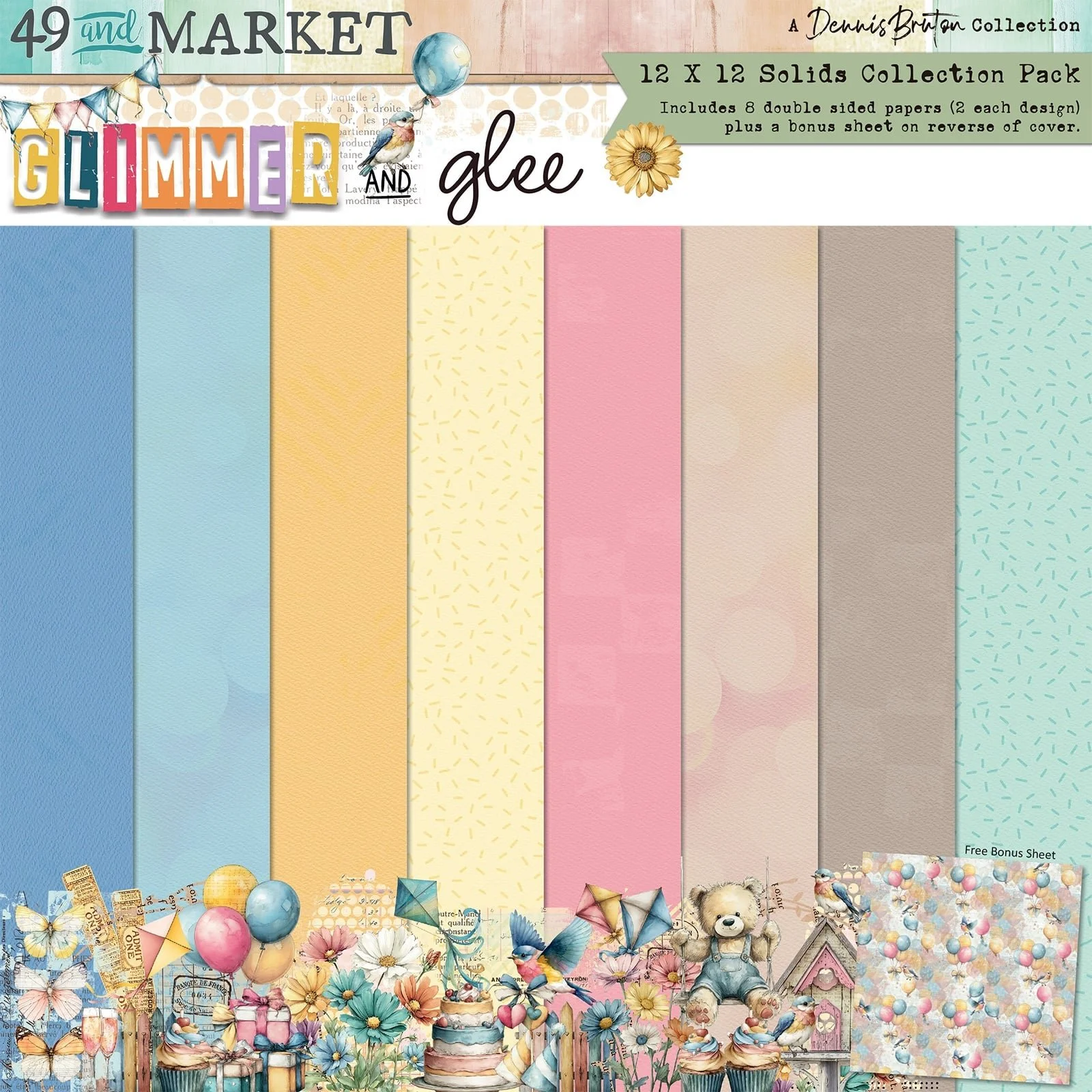 *Pre-Order* 49 & Market Glimmer & Glee 12" x 12" Solids Pack