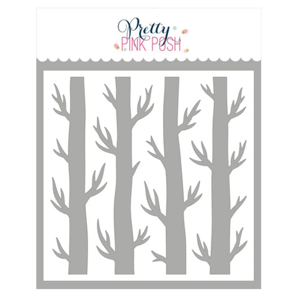 Pretty Pink Posh Spooky Trees Background Stencil