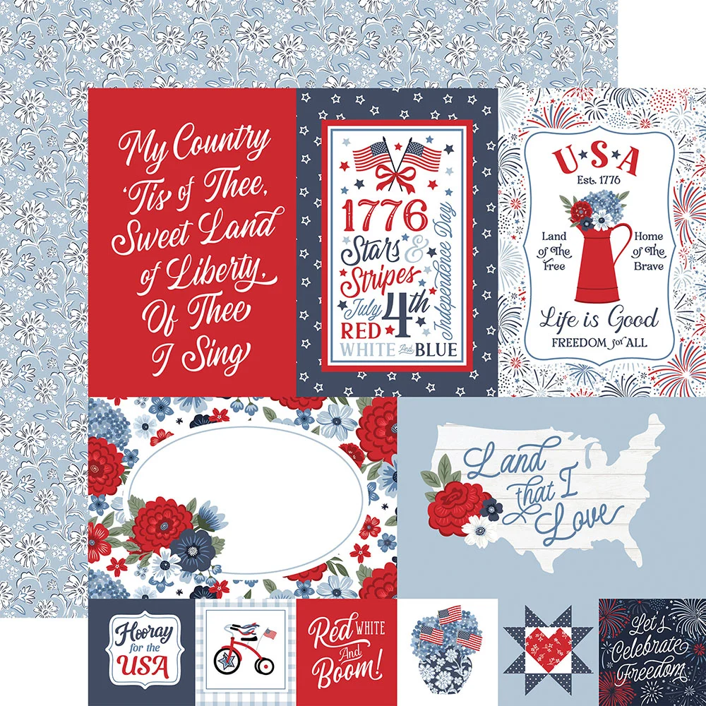 Echo Park All American 12" x 12" Paper USA Journaling Cards