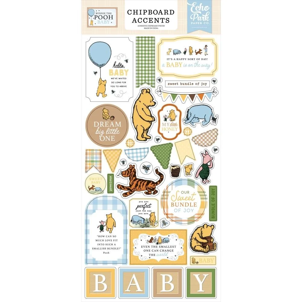 Echo Park Winnie the Pooh Baby Chipboard Accents