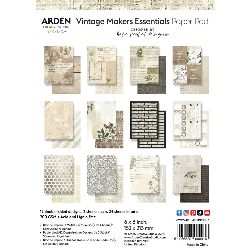 Arden Creative Studio Katie Pertiet Vintage Maker Series 6" x 8" Paper Pad