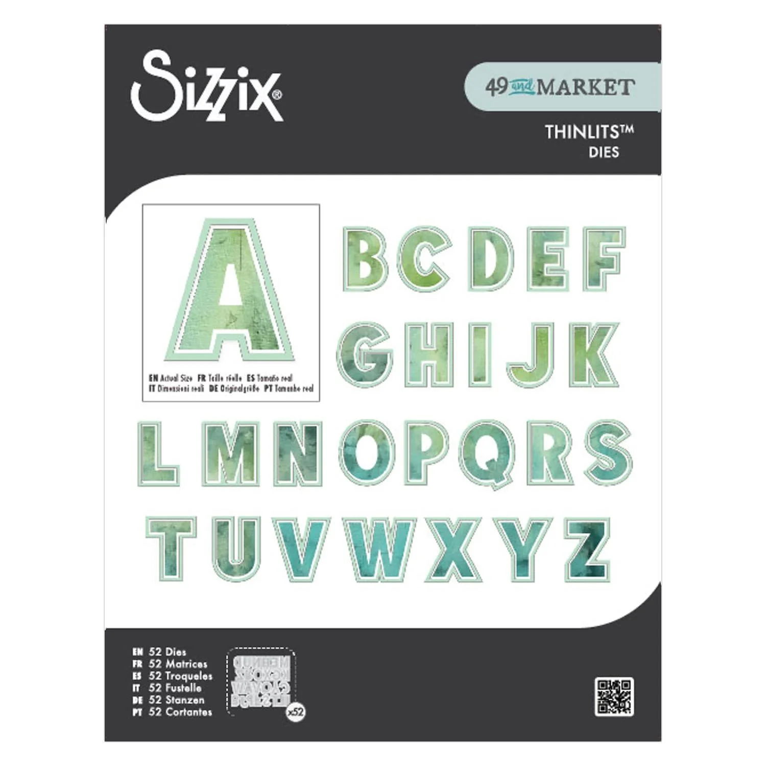 Sizzix 49 & Market Collection Thinlits Dies This or That 2 inch Alphabet