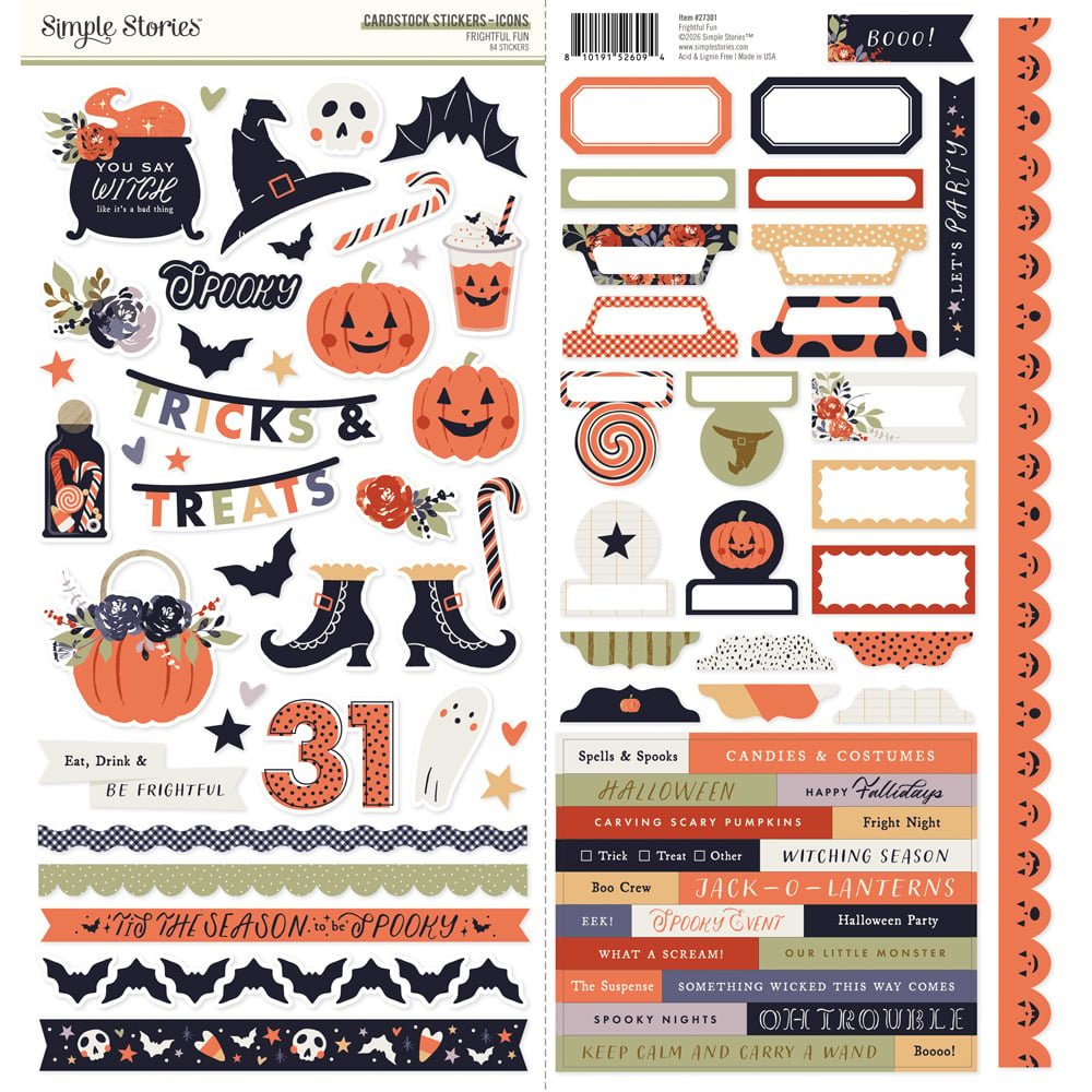*Pre-Order* Simple Stories Frightful Fun Icons Cardstock Stickers