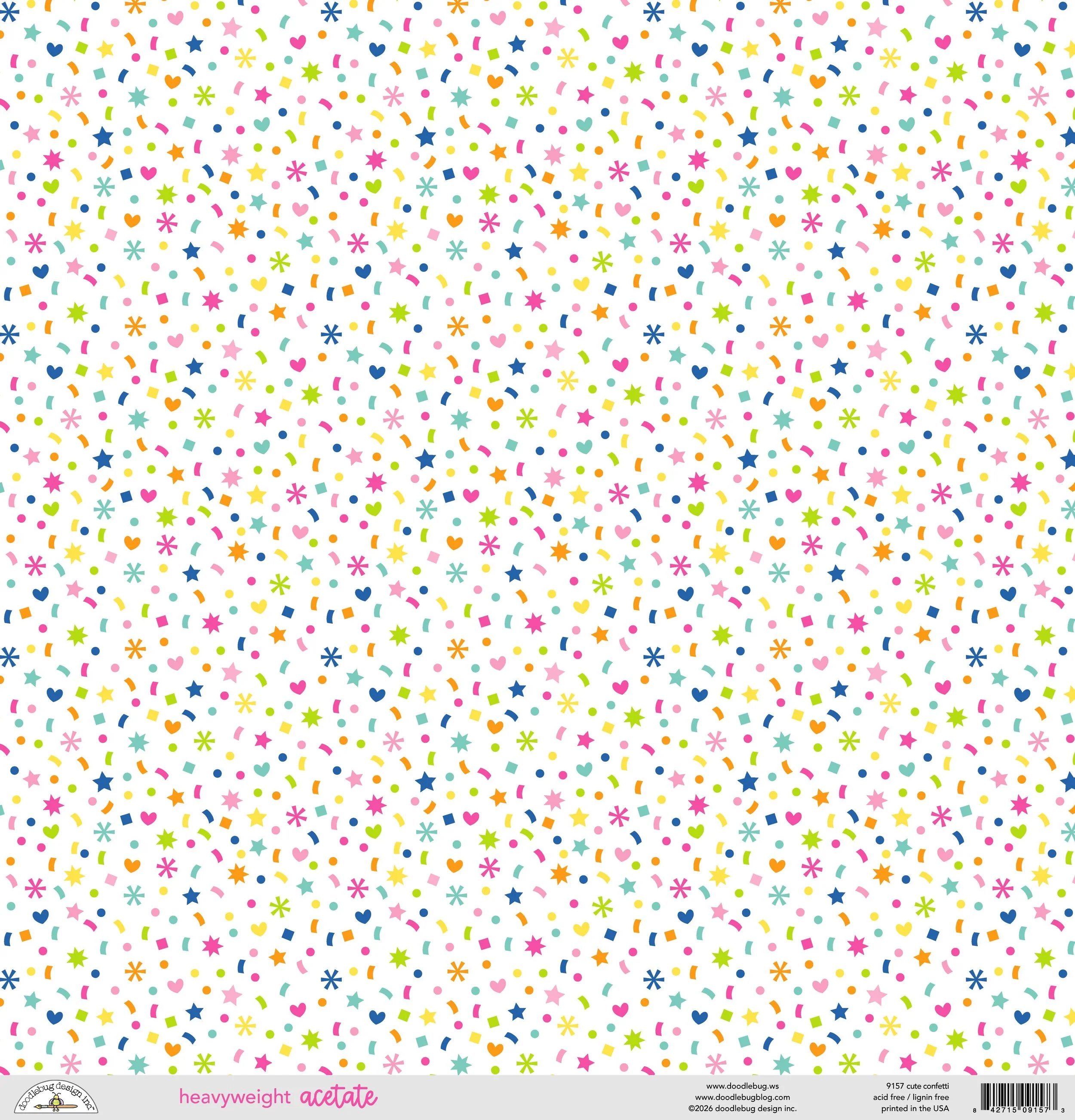 *Pre-Order* Doodlebug Cupcakes & Candles 12" x 12" Acetate Cute Confetti