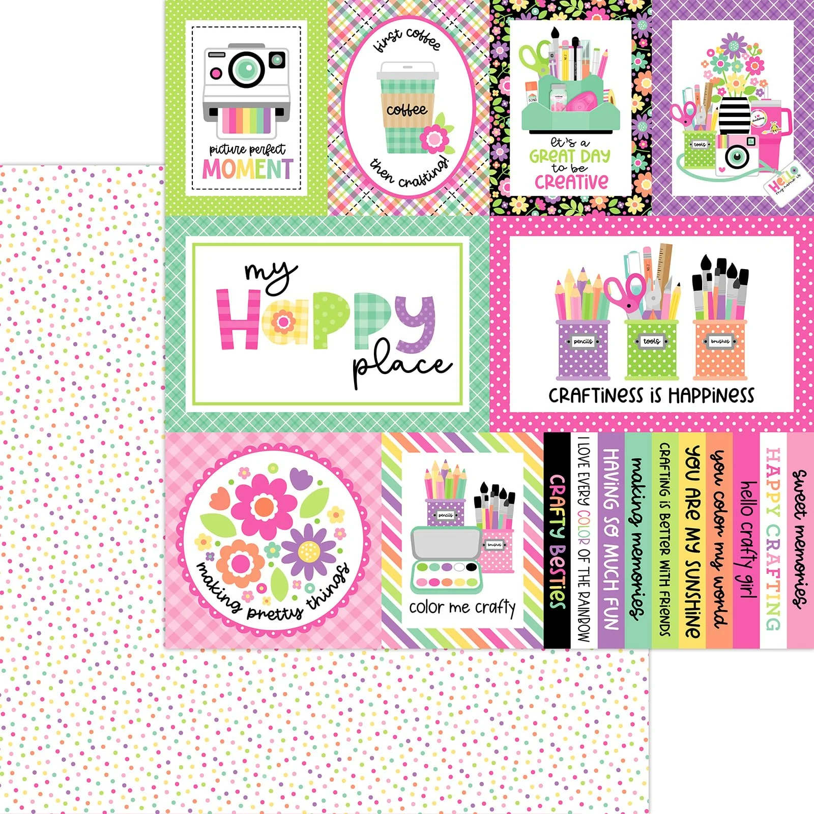 *Pre-Order* Doodlebug Color Me Crafty 12" x 12" Paper Happy Dots